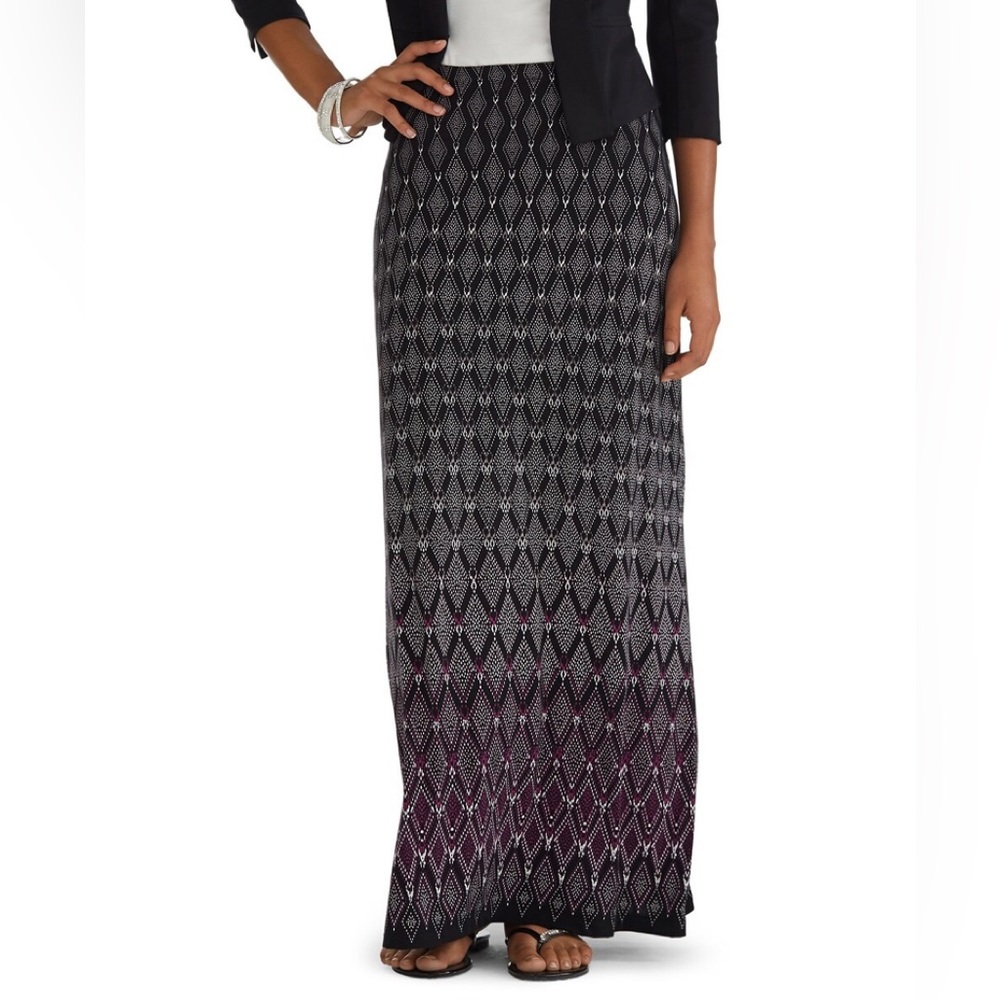 🎉🎉 Host Pick ✨WHBM Printed Maxi Skirt Black W Very Berry SZ M